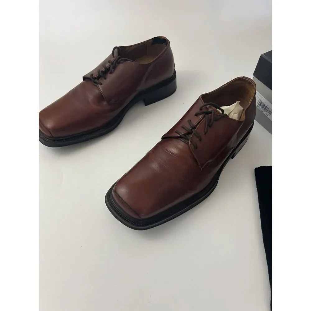 Bacharch Men’s Oxford Dress Shoes Brown Size 10.5 Box And Extras Made In Italy‎